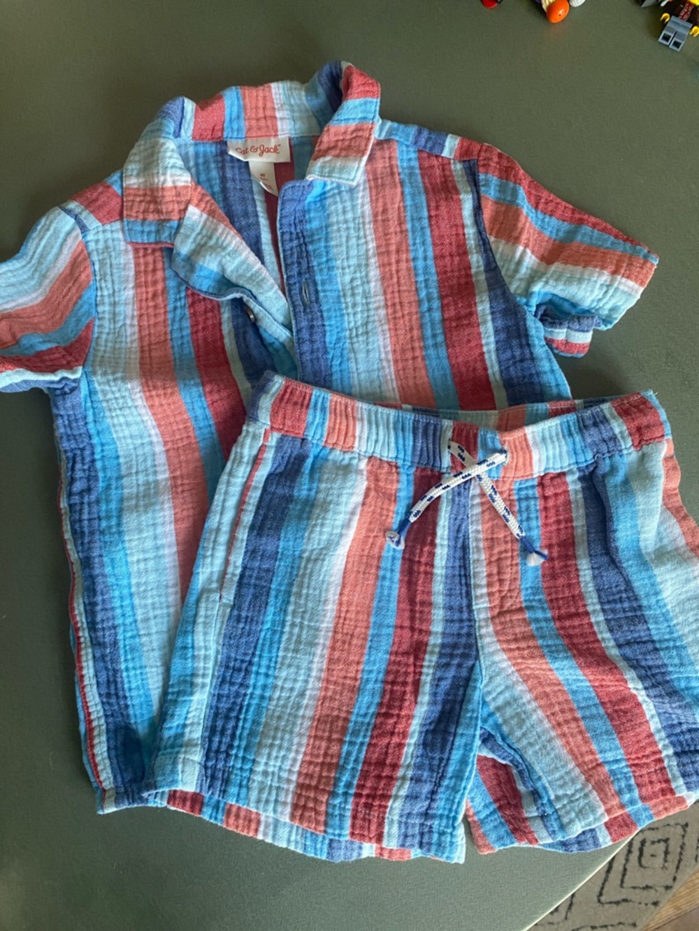 Cat & Jack Blue, Red, Coral Striped Kids Matching Set